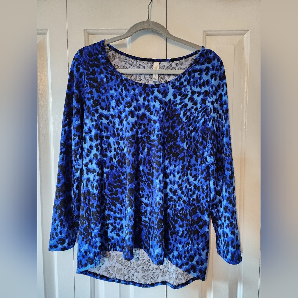 LuLaRoe Vibrant Blue Animal Print Blouse